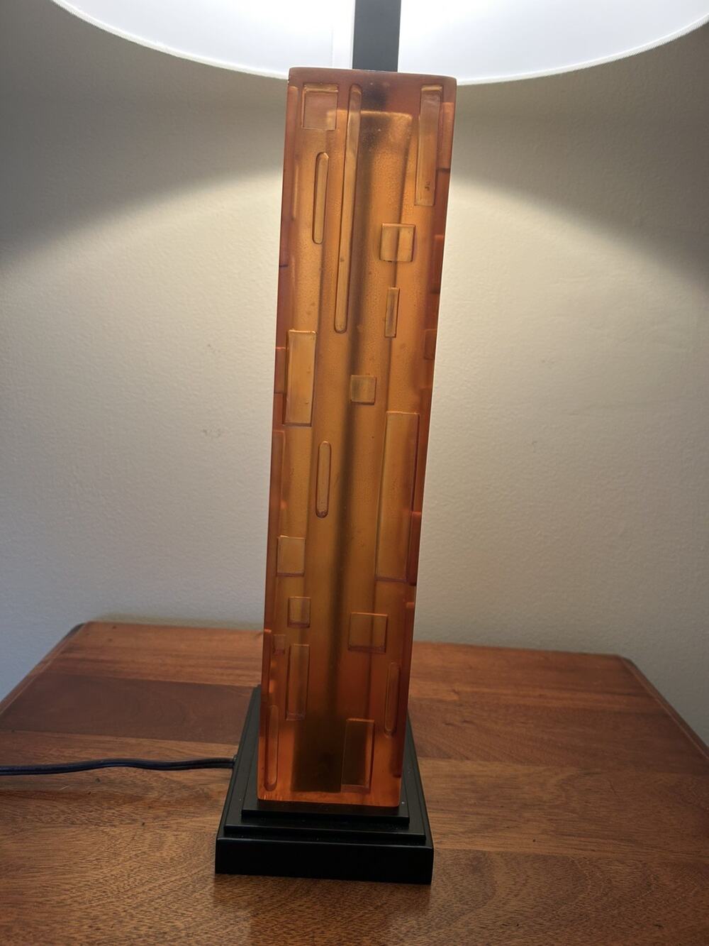 Orange lucite table lamp-MCM.